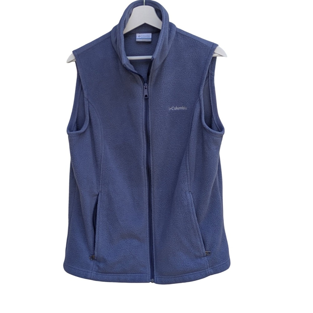 Columbia Benton Springs Fleece Vest Blue Full Zip Sleeveless Jacket Womens L - Picture 2 of 4
